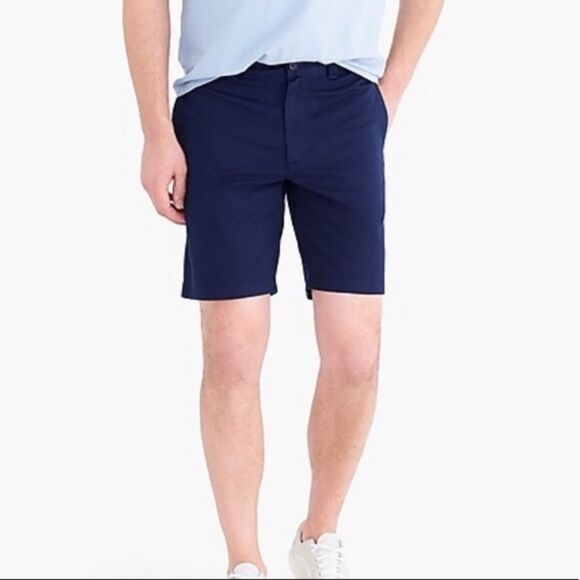 NWT J. Crew Flat Front Chino Gramercy Shorts Men's Sz 31W Navy Blue Summer Prepp - Picture 3 of 16